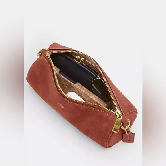 Coach Tan Suede Leather Barrel Bag - Picture 6 of 9